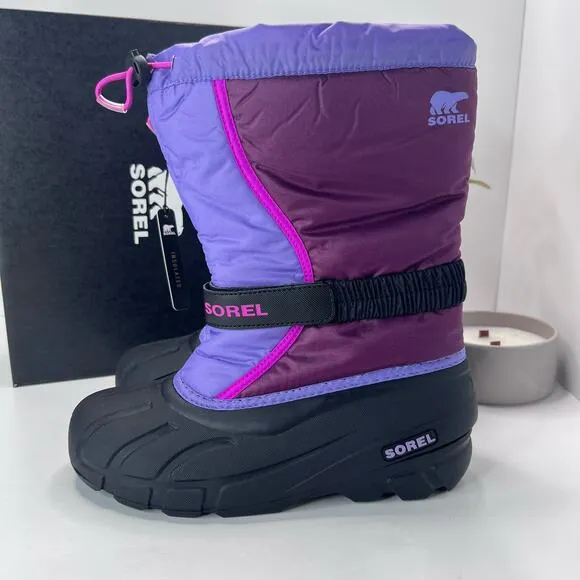Sorel Flurry Print Adjustable Boots Purple Dahlia/Paisley Purple Big Girl 7 NWB