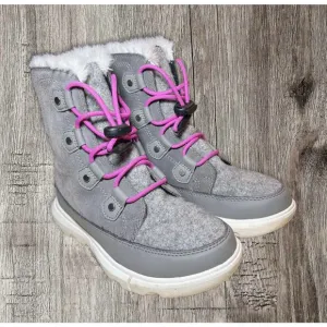 Sorel gray and pink suede winter boots size 2