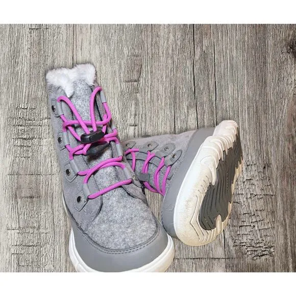 Sorel gray and pink suede winter boots size 2