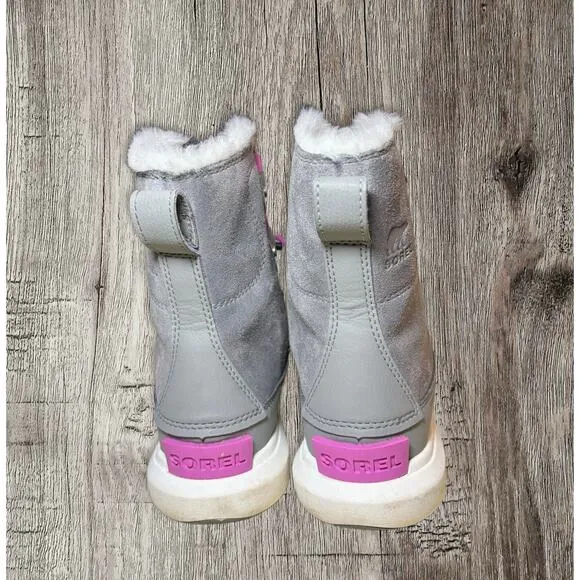 Sorel gray and pink suede winter boots size 2