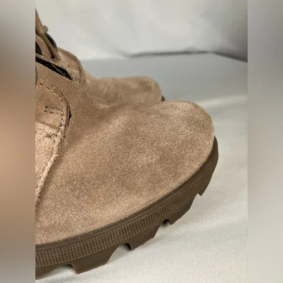 Sorel Joan Artic Suede Boot Ash Brown Leather Girls size 5 Gladiator