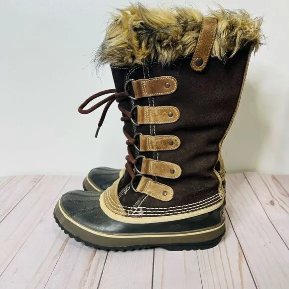 Sorel Joan of Arctic Brown Suede Fur Lined Winter Boots