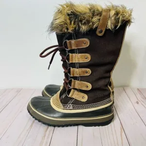 Sorel Joan of Arctic Brown Suede Fur Lined Winter Boots