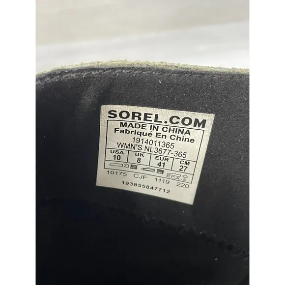 Sorel Joan of Arctic II Women's 10 Beige Suede Leather Side Zip Wedge Ankle Boot