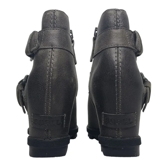 Sorel Joan Of Arctic Wedge II Buckle Ankle Boots Quarry NL3360-052 Size 8