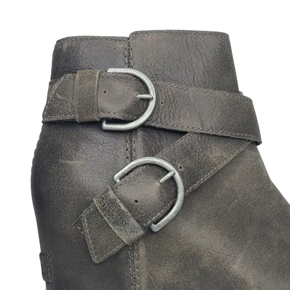 Sorel Joan Of Arctic Wedge II Buckle Ankle Boots Quarry NL3360-052 Size 8