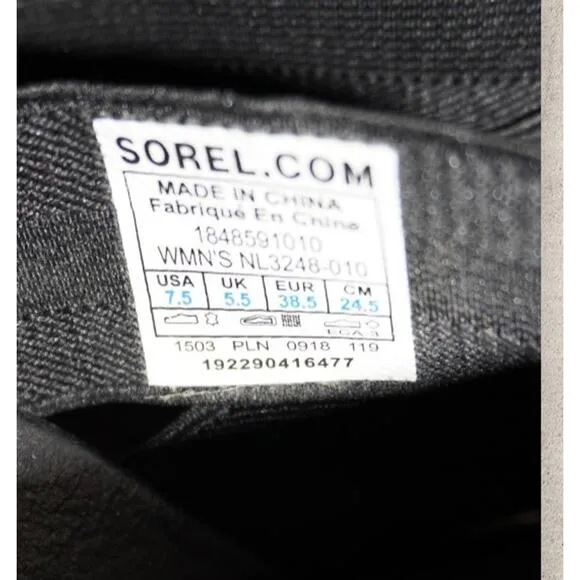 Sorel Joanie II Black Wedge Sandals – Women’s Size 7.5 | Elastic Strappy Zip