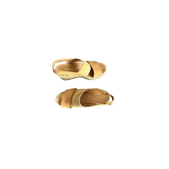 Sorel Joanie II Womens Camel Brown Leather Jute Slingback Wedge Sandals Size 10