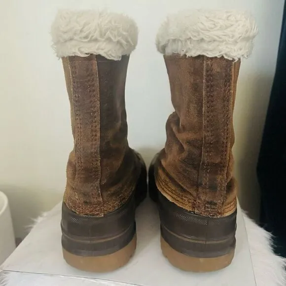 SOREL Kaufman Caribou Rubber Faux Fur Waterproof Winter Boots, Brown, Size 9