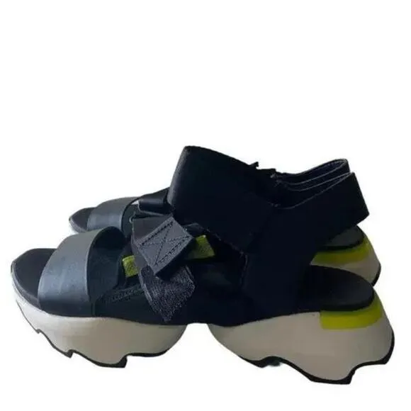 Sorel Kinetic Impact Black Shoes Women's Size 9 Ankle Leather Strap Sandals