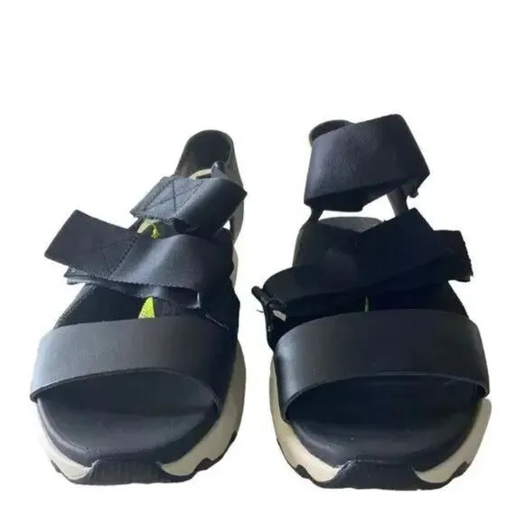 Sorel Kinetic Impact Black Shoes Women's Size 9 Ankle Leather Strap Sandals