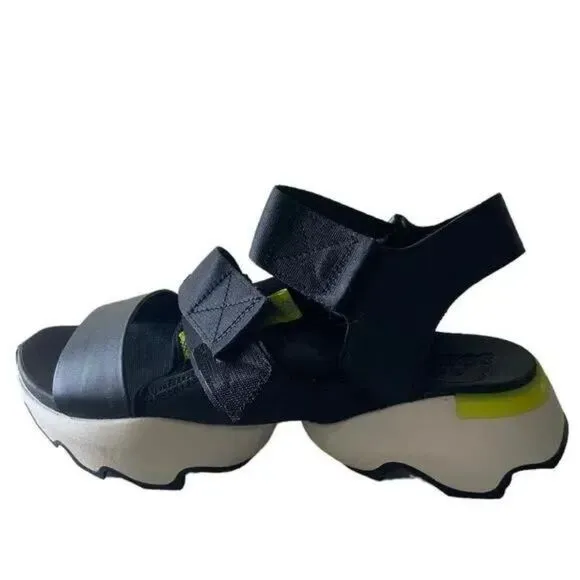 Sorel Kinetic Impact Black Shoes Women's Size 9 Ankle Leather Strap Sandals