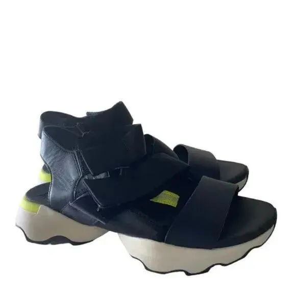 Sorel Kinetic Impact Black Shoes Women's Size 9 Ankle Leather Strap Sandals