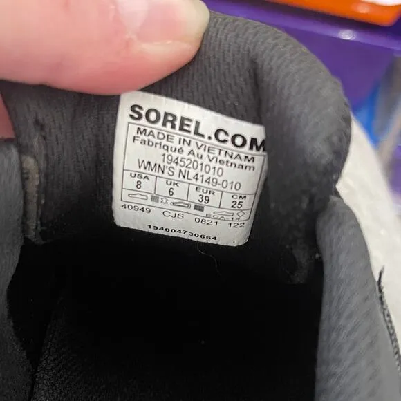 Sorel Kinetic RNEGD Shoes Women's Black White Low Top Trainer Sneakers Size 8M