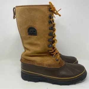 Sorel Men’s Brown Leather Rubber Foot Maverick Lace Up Boots Size 9