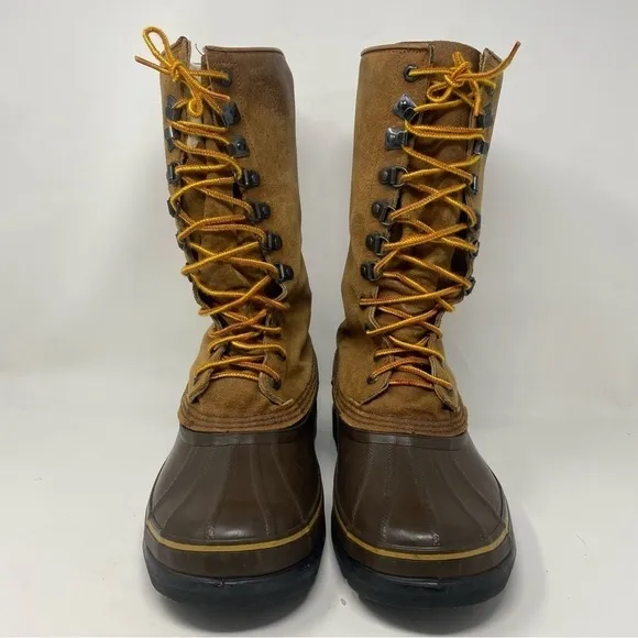 Sorel Men’s Brown Leather Rubber Foot Maverick Lace Up Boots Size 9