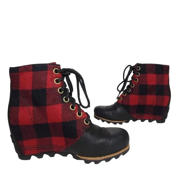 Sorel PDX Wedge Boots Buffalo Plaid NL2570-010 Size 8