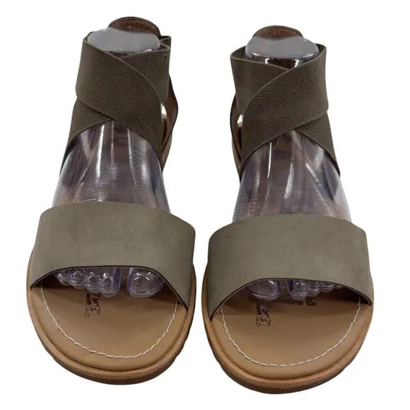 Sorel Sage Green Ella Leather Strappy Sandals