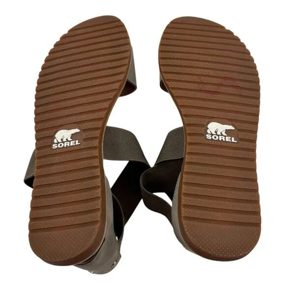 Sorel Sage Green Ella Leather Strappy Sandals