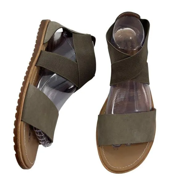 Sorel Sage Green Ella Leather Strappy Sandals