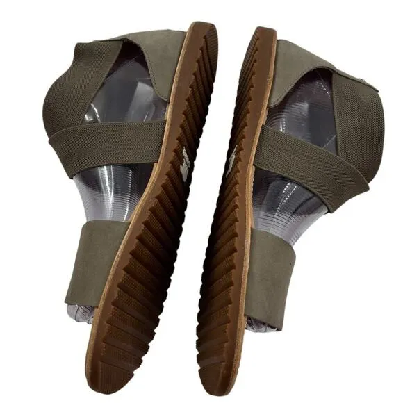 Sorel Sage Green Ella Leather Strappy Sandals