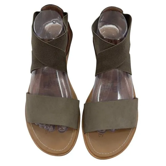 Sorel Sage Green Ella Leather Strappy Sandals