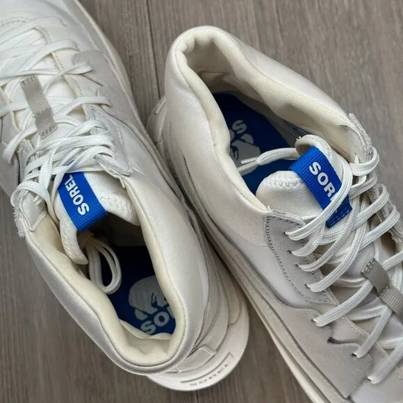 Sorel Shoes Womens Sz 12 Out N' About 503 Lace Up Mid Sneaker Suede Off White