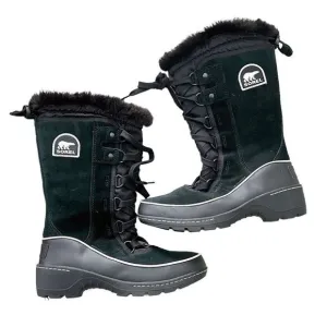 Sorel Tivoli III High Black Suede Fur Lace Up Snow Boots 6.5