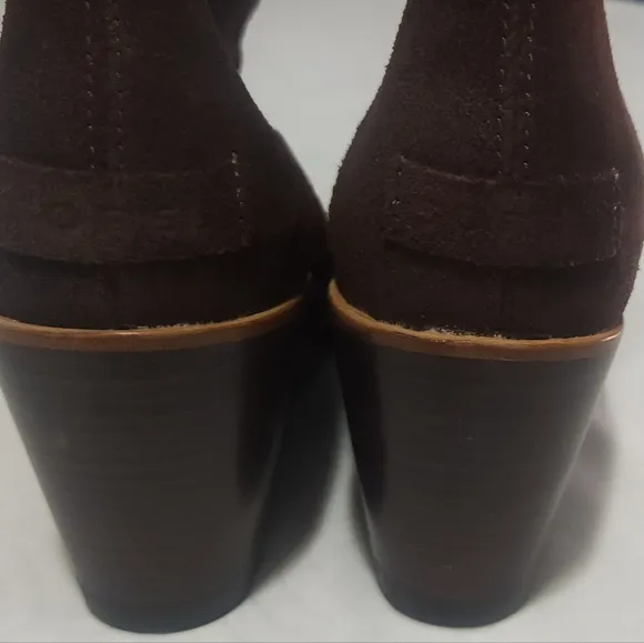 Sorel  Winter Boots Brown Leather Suede Mid Calf Wedge Size 8