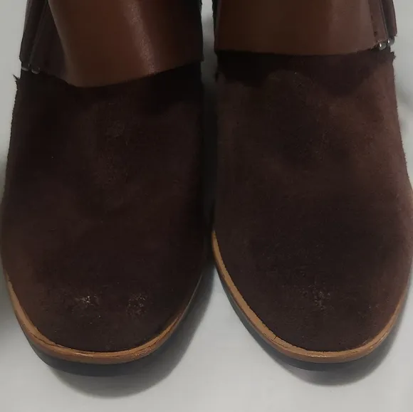 Sorel  Winter Boots Brown Leather Suede Mid Calf Wedge Size 8