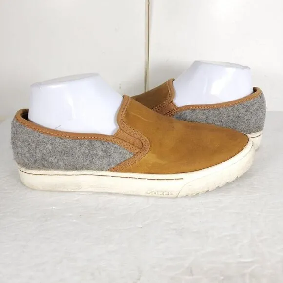 Sorel Women's Campsneak US 8,5 Brown Leather Wool Slip On Sneakers Casual Shoes