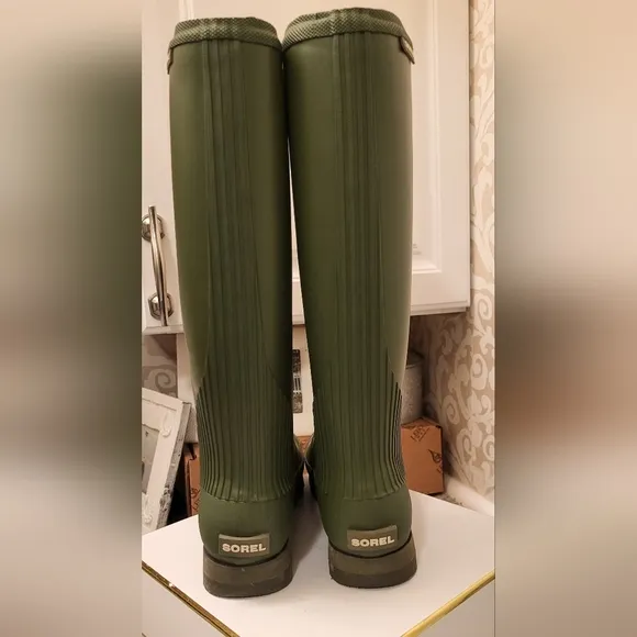 Sorel Women's Olive Green Matte Tall Rubber Rain Boots
