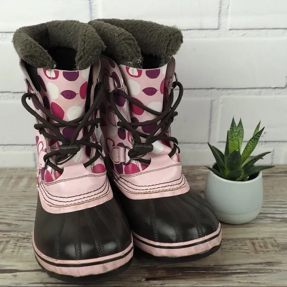 Sorel Yoot Pak Y6 W8 pink rubber leather waterproof boots