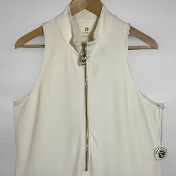 Spartina Keira Built in Short Tennis Dress Size L In Ivory NWT