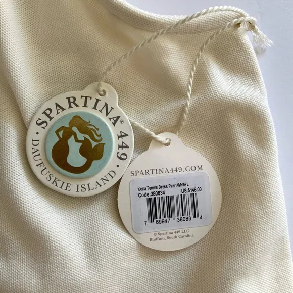 Spartina Keira Built in Short Tennis Dress Size L In Ivory NWT