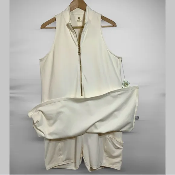 Spartina Keira Built in Short Tennis Dress Size L In Ivory NWT