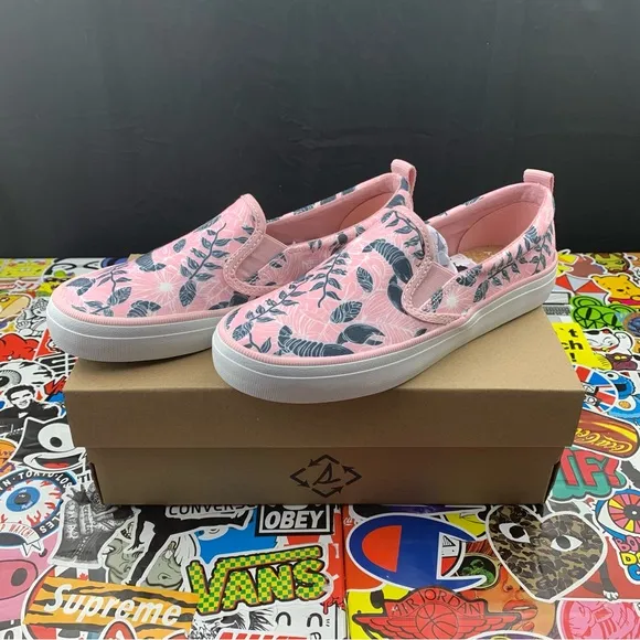 Sperry Crest Resort Pink Floral Slip Ons Women's Various Size