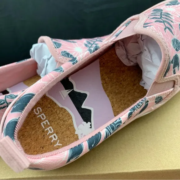 Sperry Crest Resort Pink Floral Slip Ons Women's Various Size