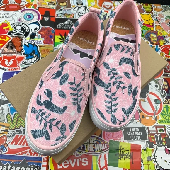 Sperry Crest Resort Pink Floral Slip Ons Women's Various Size