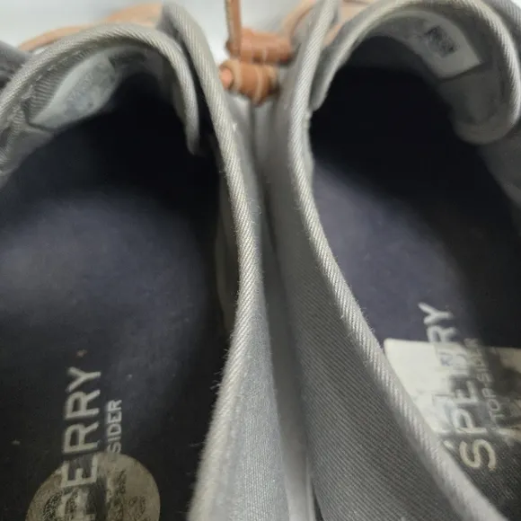 Sperry Pier Loop Gray Canvas Sneakers Size 9.5 Slip On Shoes Beach Summer Coast