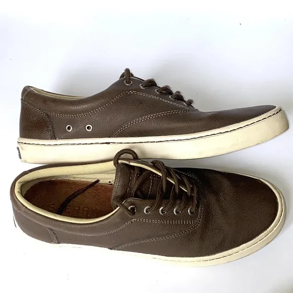 Sperry Top Sider Leather Shoes Men's 10.5 m Low Top Oxford Lace Up brown sneaker