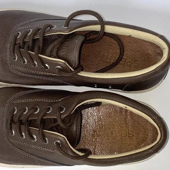 Sperry Top Sider Leather Shoes Men's 10.5 m Low Top Oxford Lace Up brown sneaker