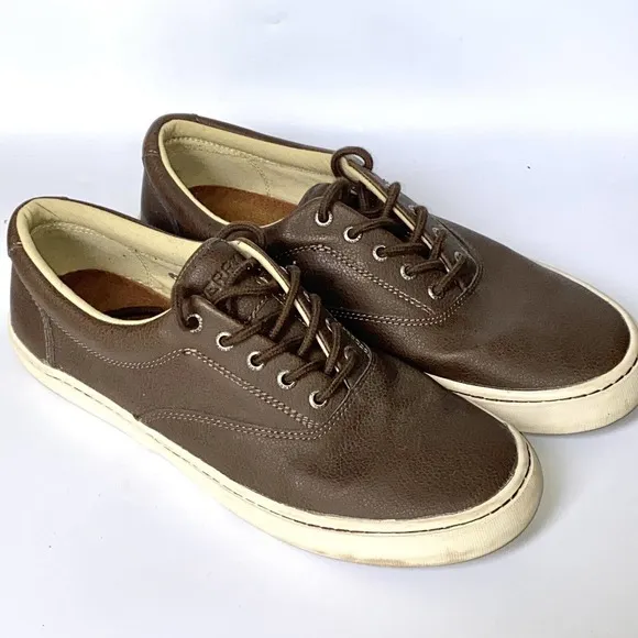 Sperry Top Sider Leather Shoes Men's 10.5 m Low Top Oxford Lace Up brown sneaker