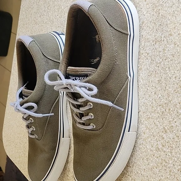 Sperry Top Sider Men's Casual  Canvas Olive Green Shoes Size 12