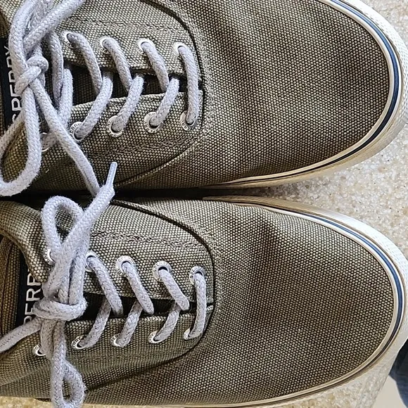 Sperry Top Sider Men's Casual  Canvas Olive Green Shoes Size 12
