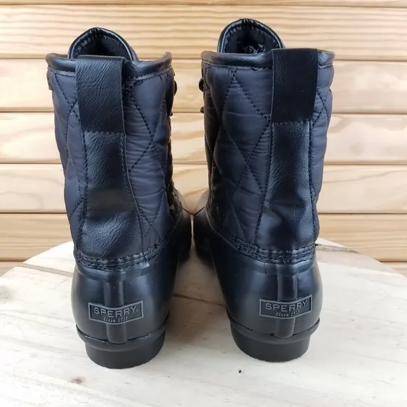 Sperry Top-Sider Saltwater Black Duck Boots 12M Lace-up STS23701 Rubber Rain NEW