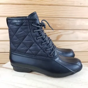Sperry Top-Sider Saltwater Black Duck Boots 12M Lace-up STS23701 Rubber Rain NEW