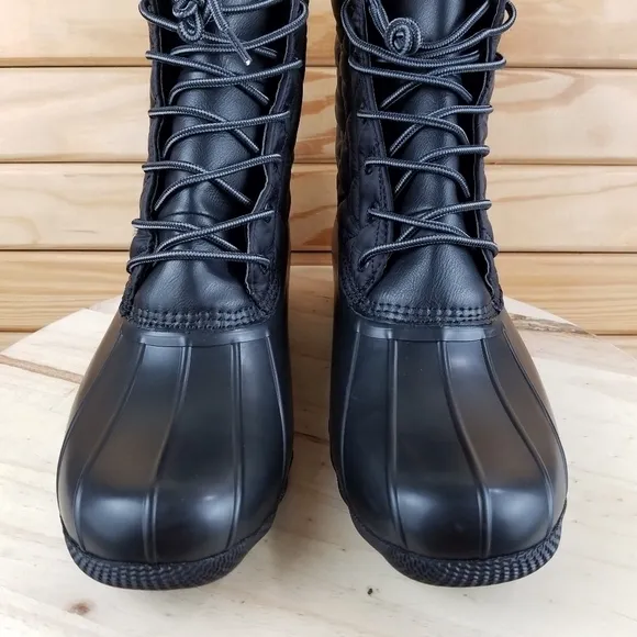 Sperry Top-Sider Saltwater Black Duck Boots 12M Lace-up STS23701 Rubber Rain NEW