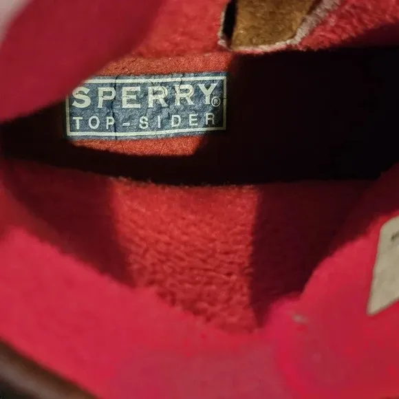 Sperry Top-Sider Saltwater Rain Boots Leather Red Rubber Wmns Sz 8