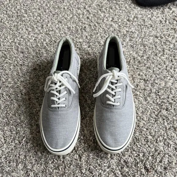 Sperry Top Sider Shoes Mens 10 M Halyard Cvo Sneakers Gray Canvas Lace Up New
